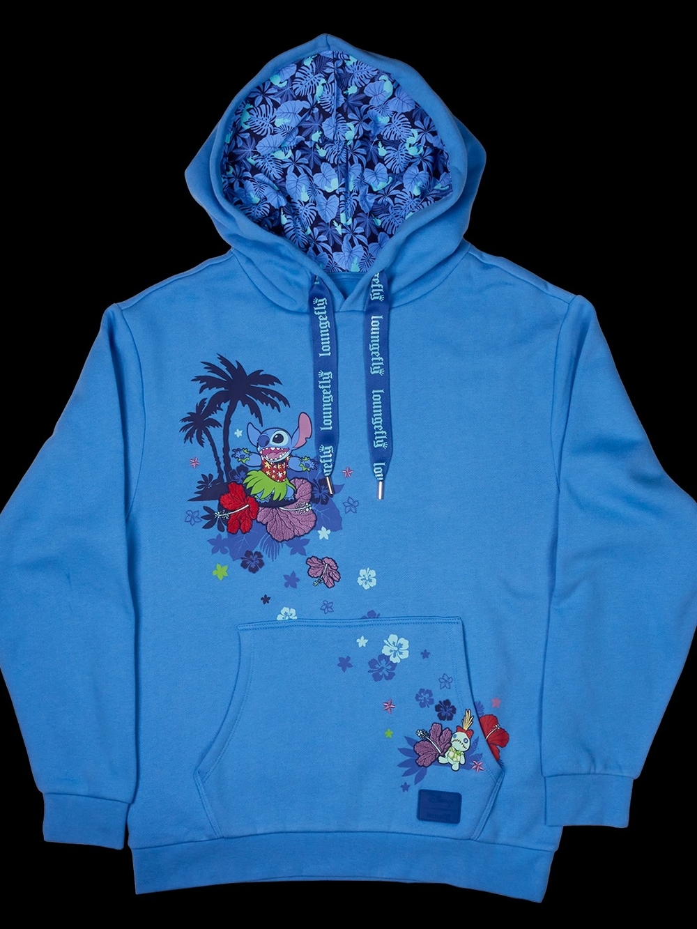 Loungefly SDCC Limited Edition Stitch Floral Unisex Blue Hoodie